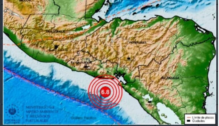 Fuerte sismo de 6. 8 grados sacudió el territorio salvadoreño y la zona sur de Honduras